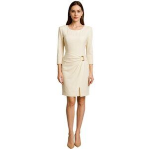 La Belle Ivory 80s Vintage Ruched Gold Ascent Dress